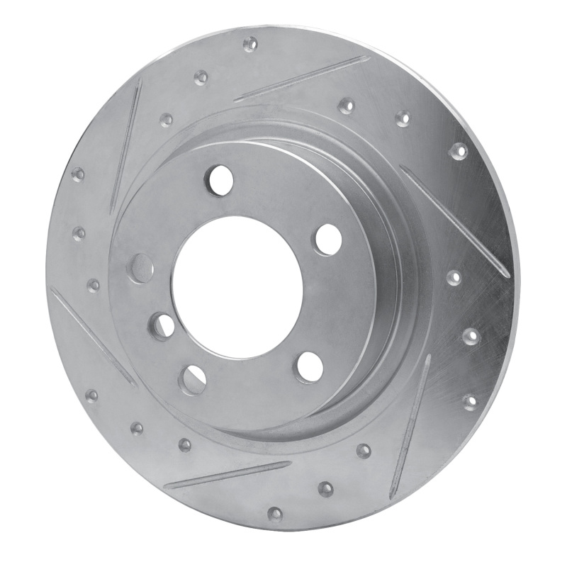 Mini Cooper Countryman Brake Rotor (1) - Rear Left - R1 Concepts - Drilled & Slotted - Silver - `13-`16